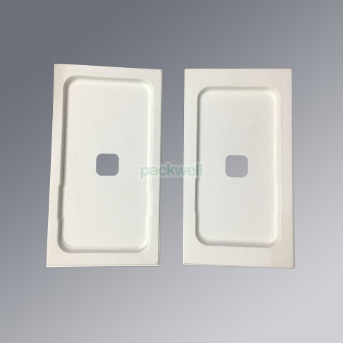 Single wall molded fiber tray for cell phone packaging